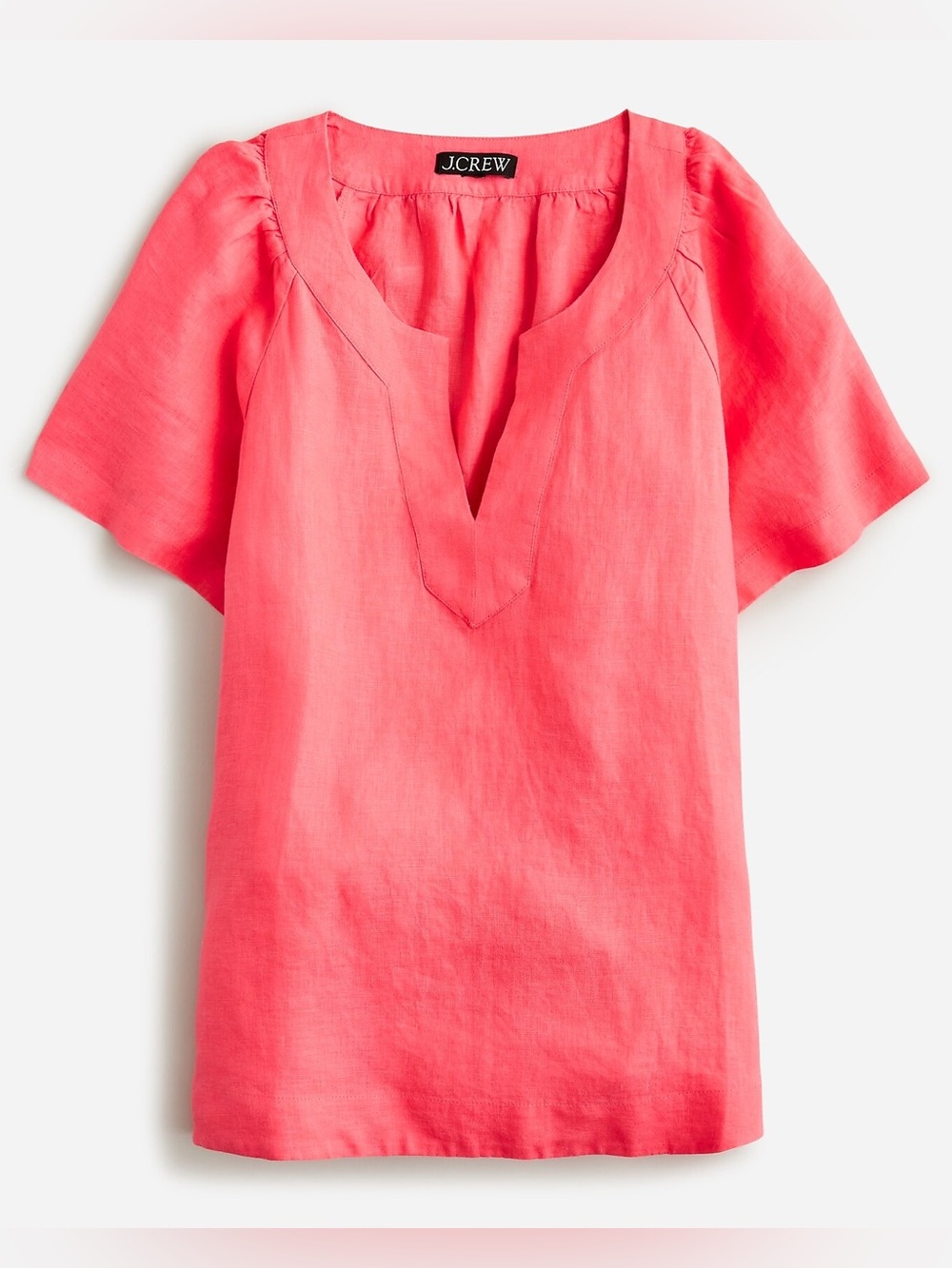 J. Crew Flutter-sleeve linen V-neck top